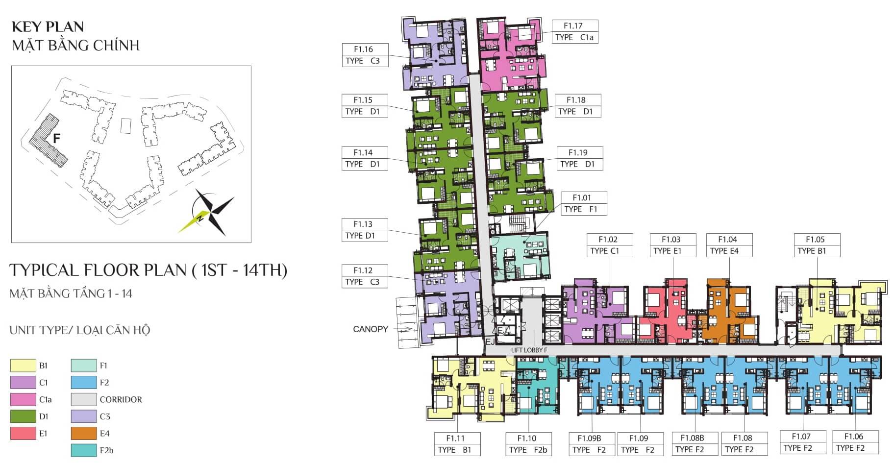 mat bang tang 1 14 block f chung cu emerald celadon