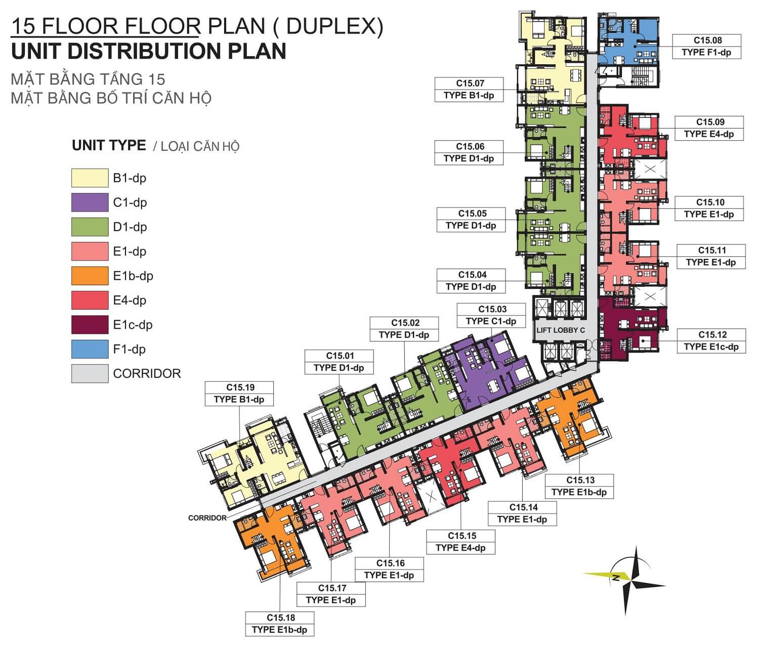 mat bang tang 15 tret block c chung cu emerald celadon