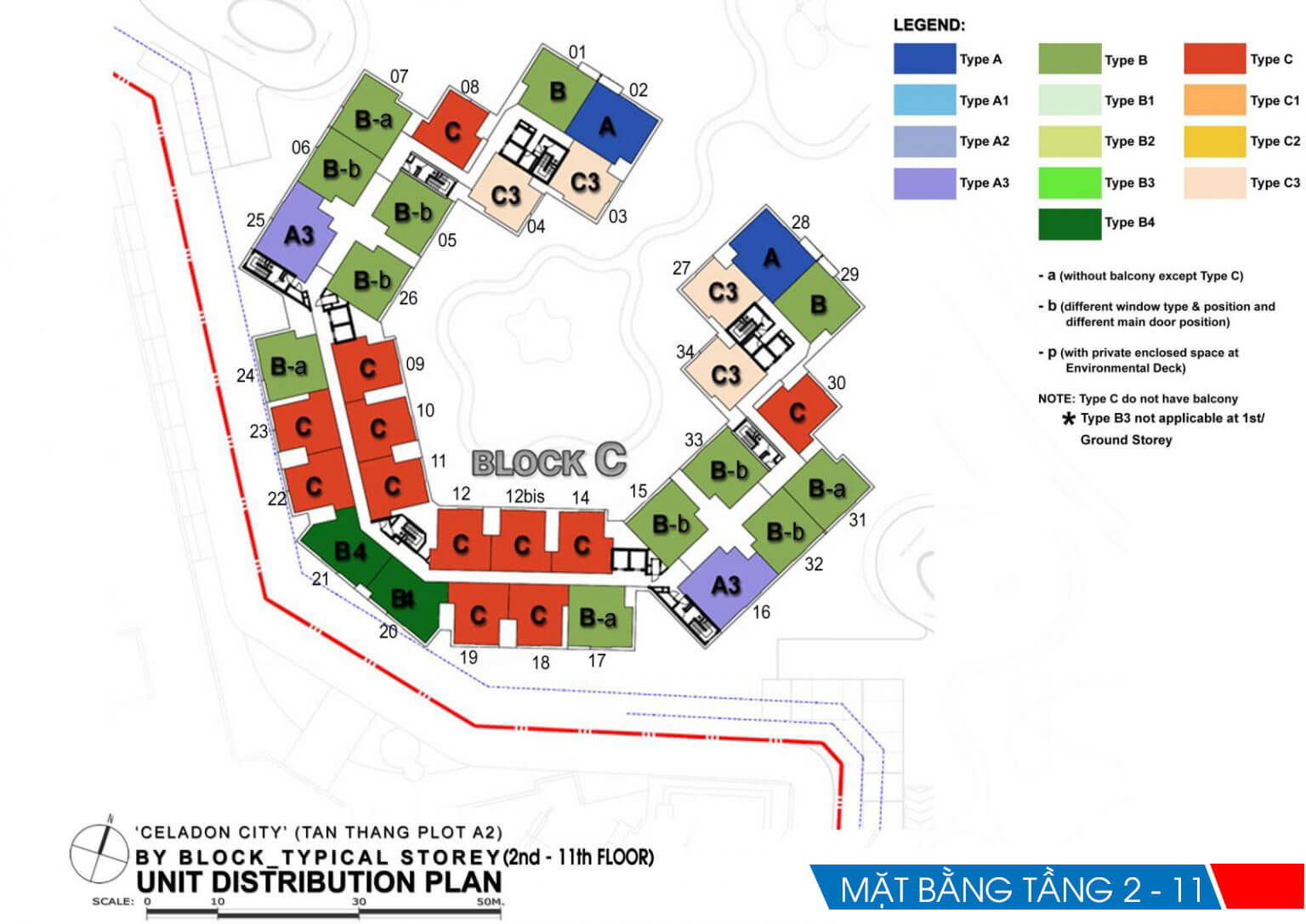 Mặt bằng chi tiết khu Ruby Precinct Celadon City mat bang tang 2 11 block c ruby celadon city