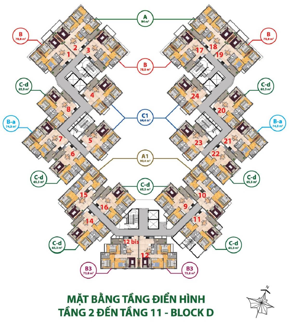 Mặt bằng chi tiết khu Ruby Precinct Celadon City mat bang tang 2 11 block d ruby celadon city