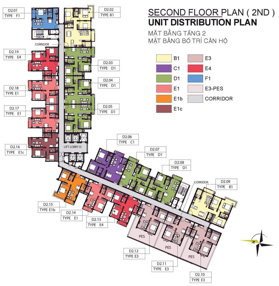 mat bang tang 2 block d chung cu emerald celadon