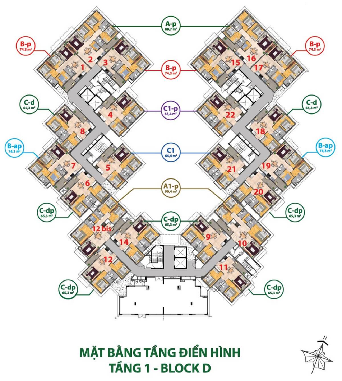Mặt bằng chi tiết khu Ruby Precinct Celadon City mat bang tang tret block d ruby celadon city