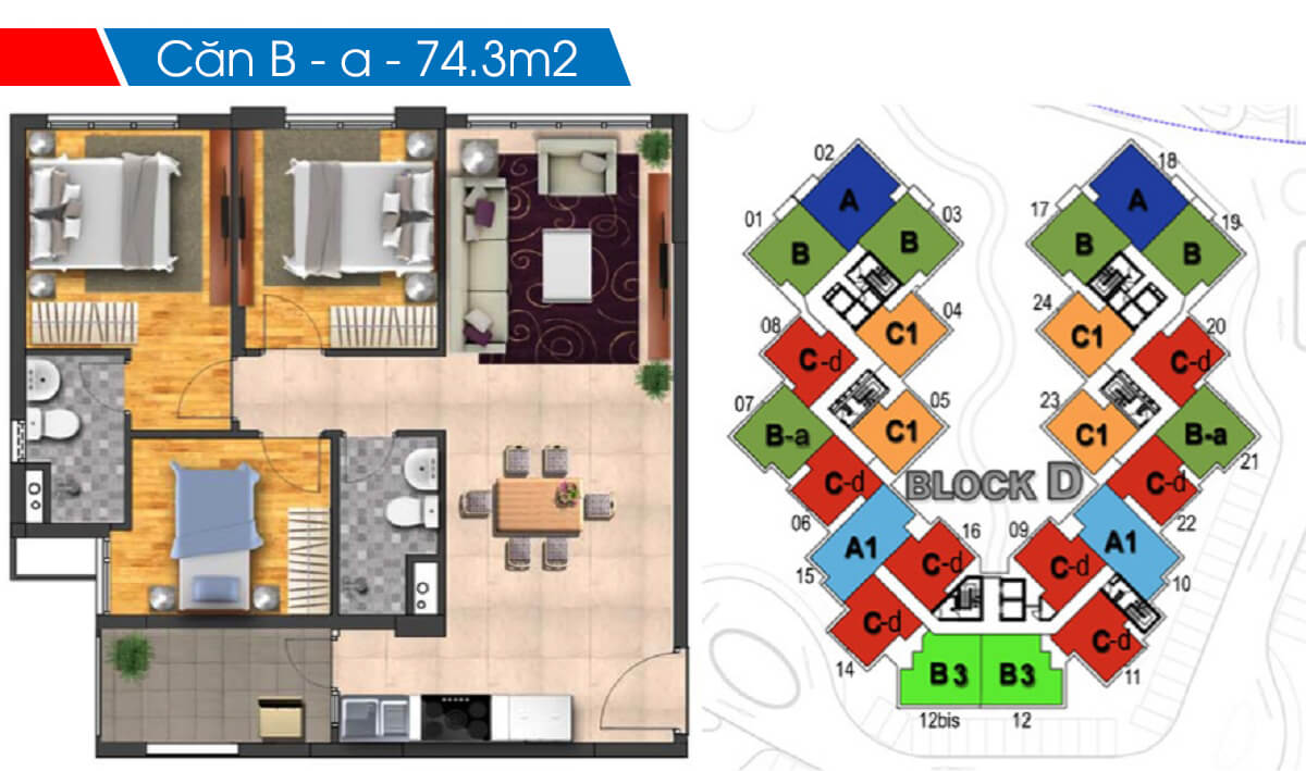 Mặt bằng chi tiết khu Ruby Precinct Celadon City thiet ke 3 phong ngu can b a 74m2 block c ruby celadon city (1)