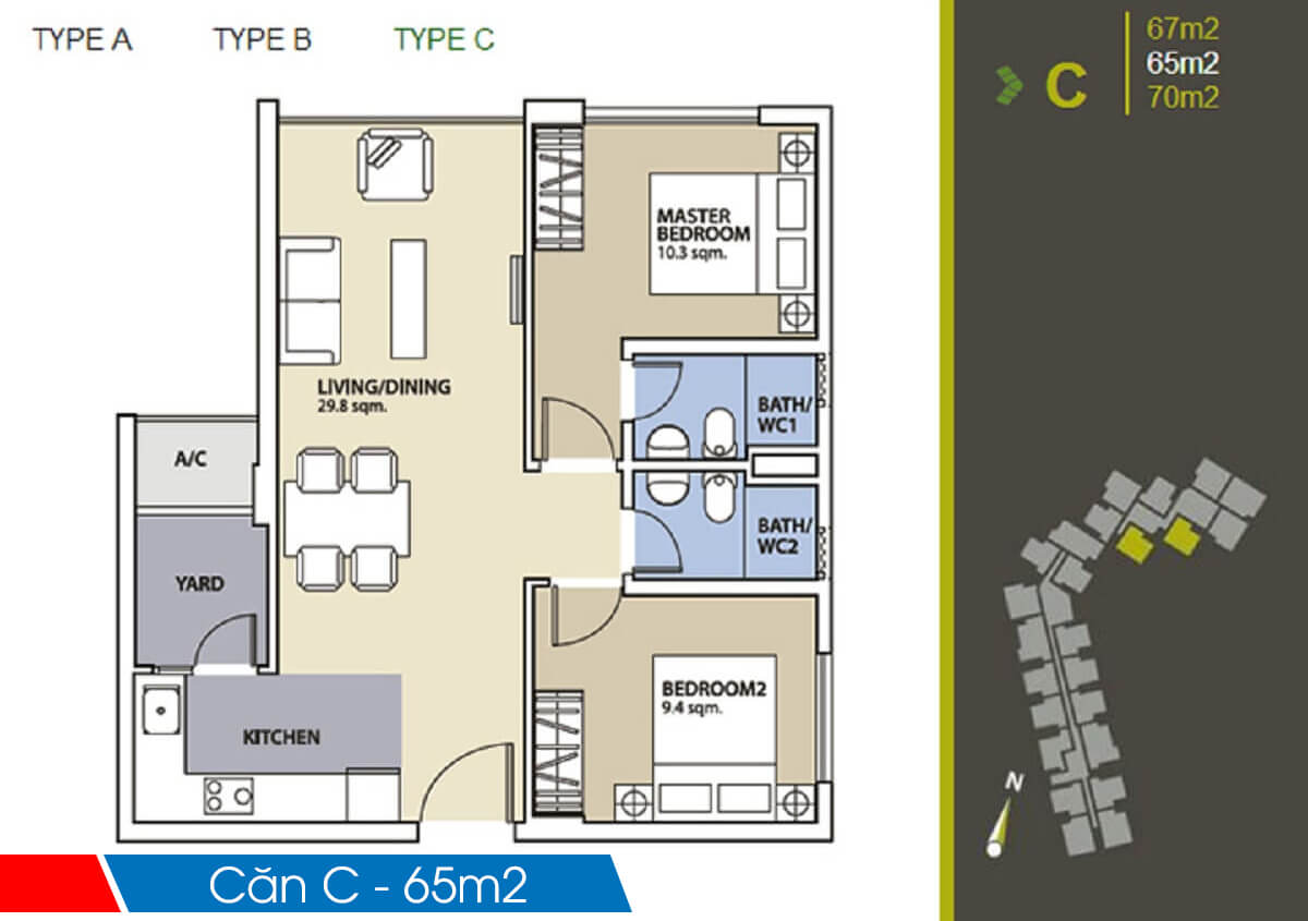Mặt bằng chi tiết khu Ruby Precinct Celadon City thiet ke can 2 phong ngu 65m2 block a ruby celadon city