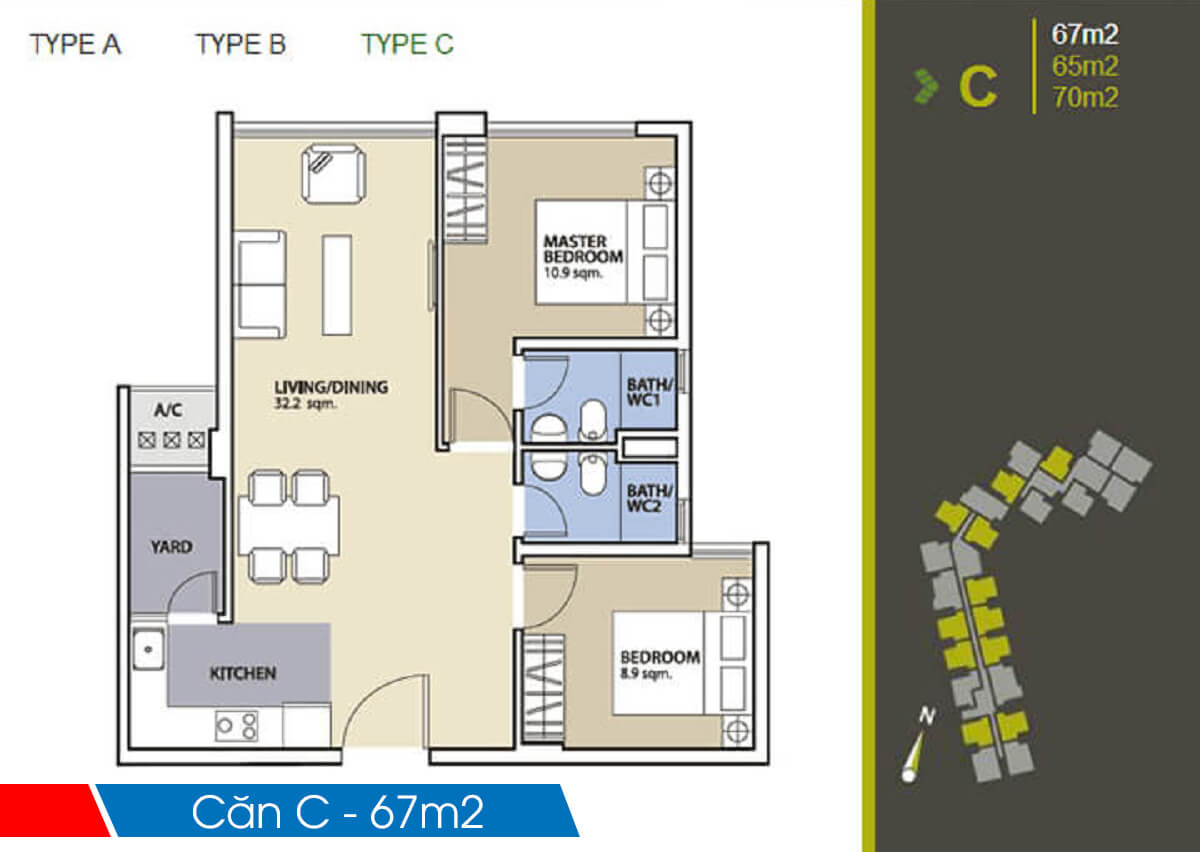 Mặt bằng chi tiết khu Ruby Precinct Celadon City thiet ke can 2 phong ngu 67m2 block a ruby celadon city