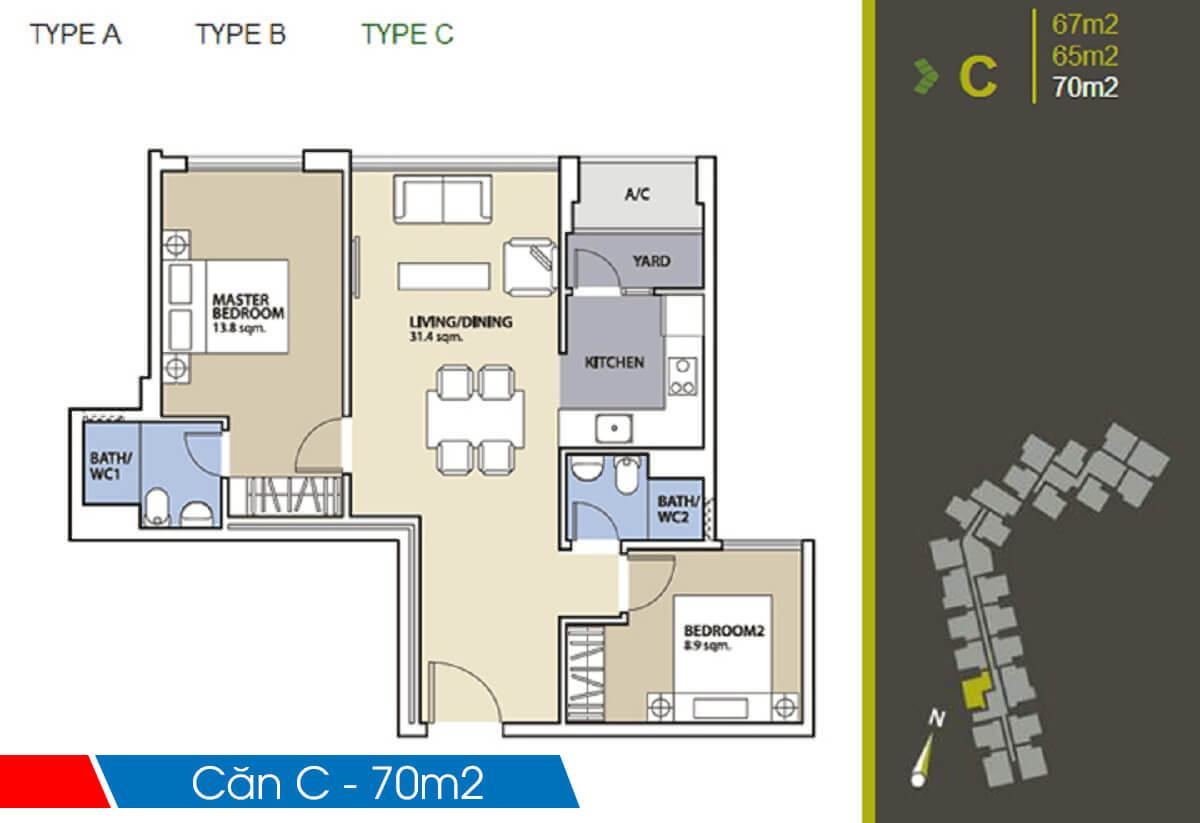 Mặt bằng chi tiết khu Ruby Precinct Celadon City thiet ke can 2 phong ngu 70m2 block a ruby celadon city