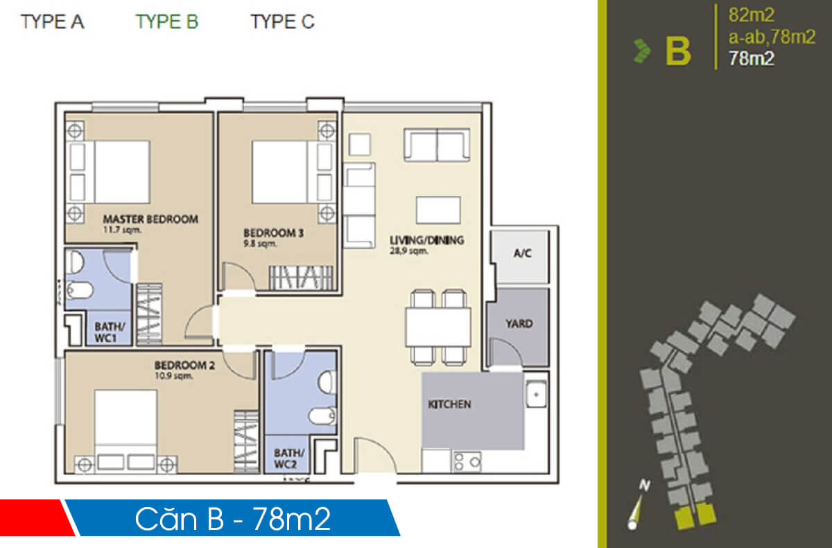Mặt bằng chi tiết khu Ruby Precinct Celadon City thiet ke can 3 phong ngu 78m2 block a ruby celadon city 2