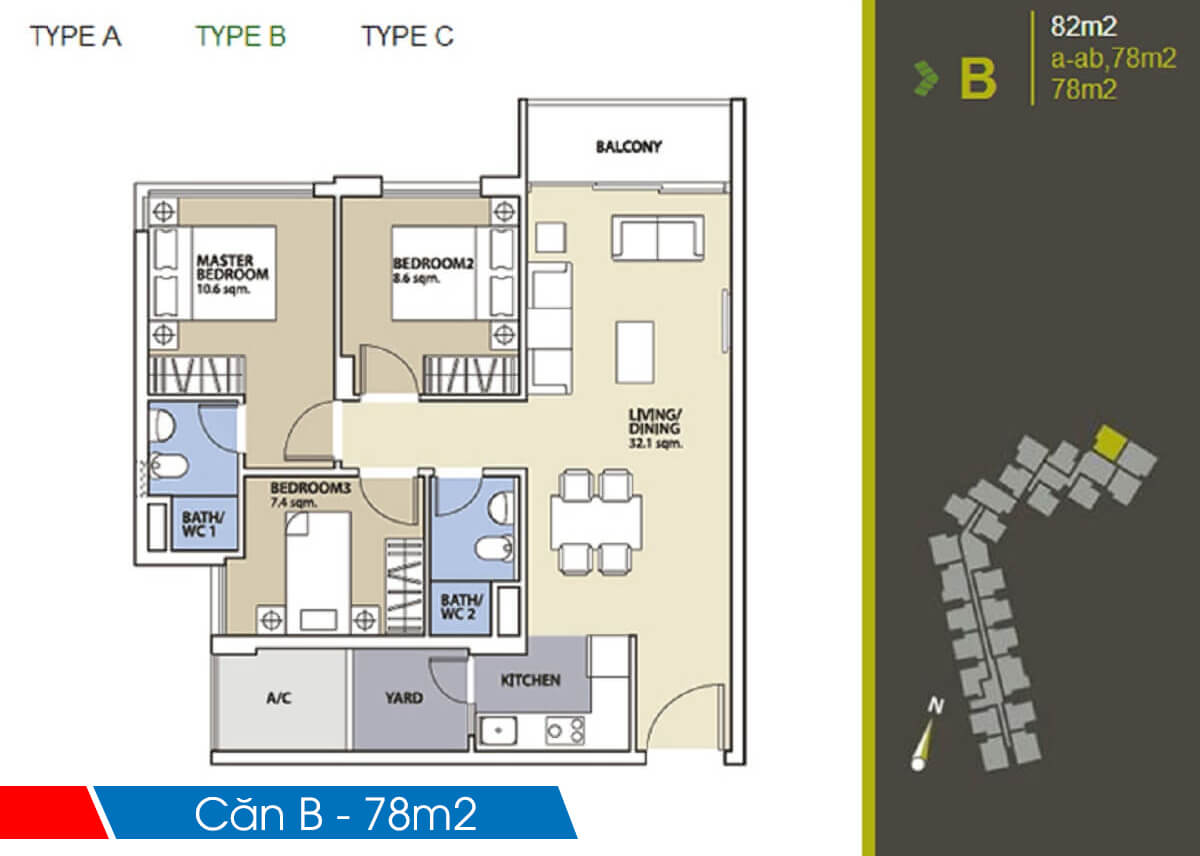 Mặt bằng chi tiết khu Ruby Precinct Celadon City thiet ke can 3 phong ngu 82m2 block a ruby celadon city