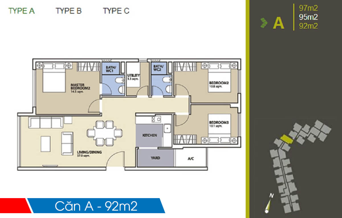 Mặt bằng chi tiết khu Ruby Precinct Celadon City thiet ke can 3 phong ngu 95m2 block a ruby celadon city
