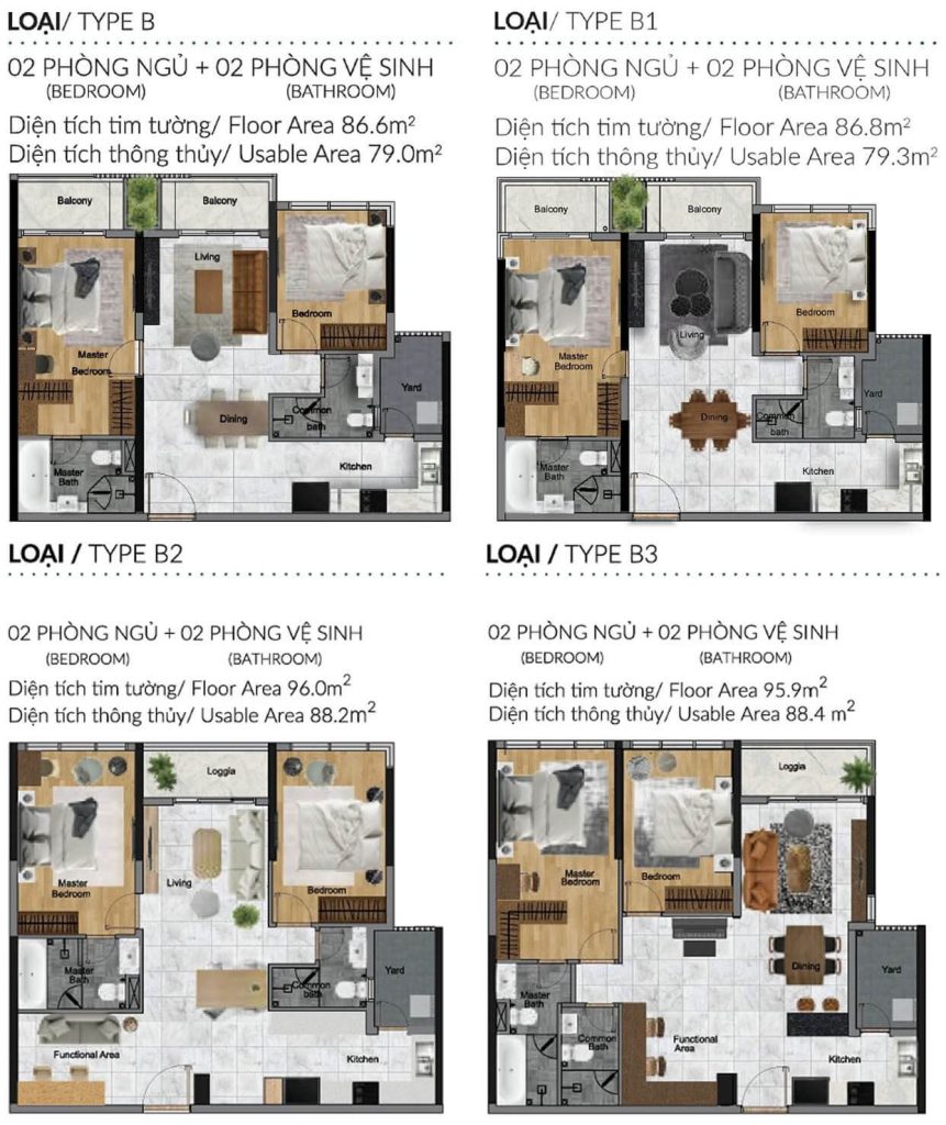 thiet ke can b 2 phong ngu diamond centery