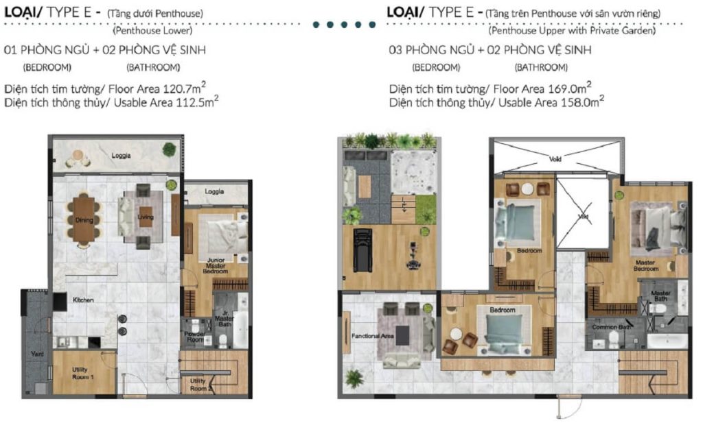 thiet ke can e penthouse diamond centery dien tich 290m2