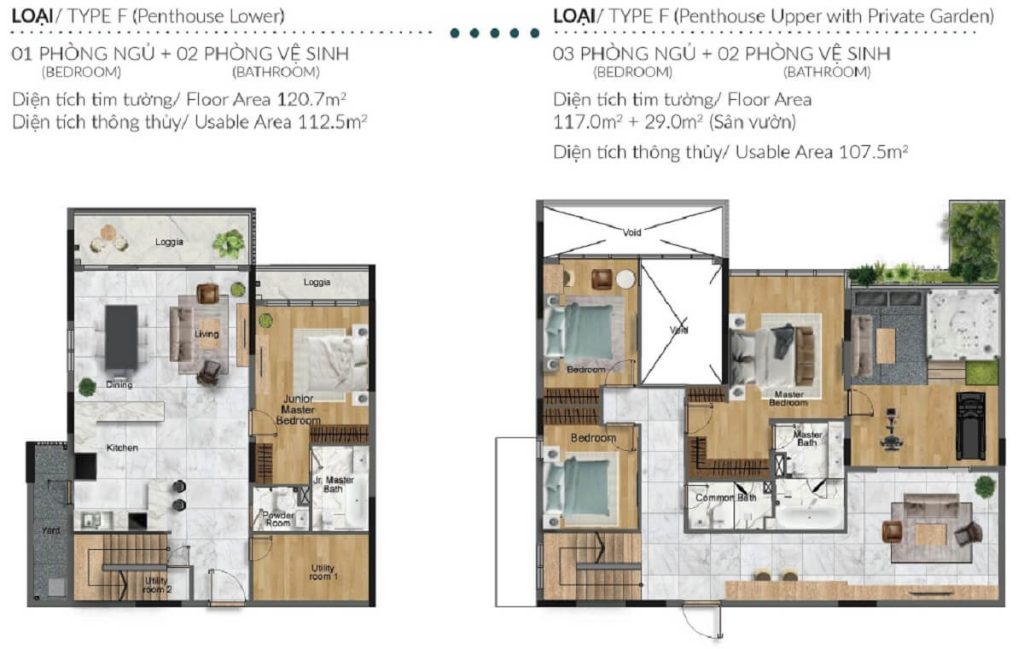 thiet ke can f penthouse diamond centery dien tich 266m2