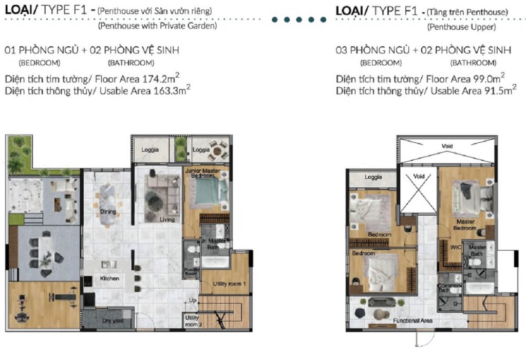 thiet ke can f1 penthouse diamond centery dien tich 273m2