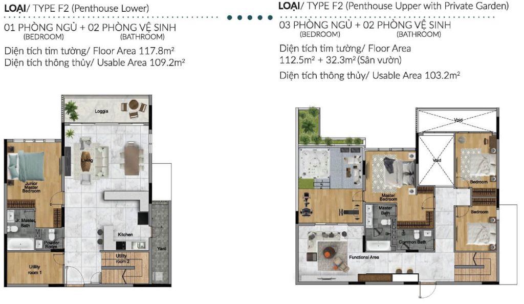 thiet ke can f2 penthouse diamond centery dien tich 262m2