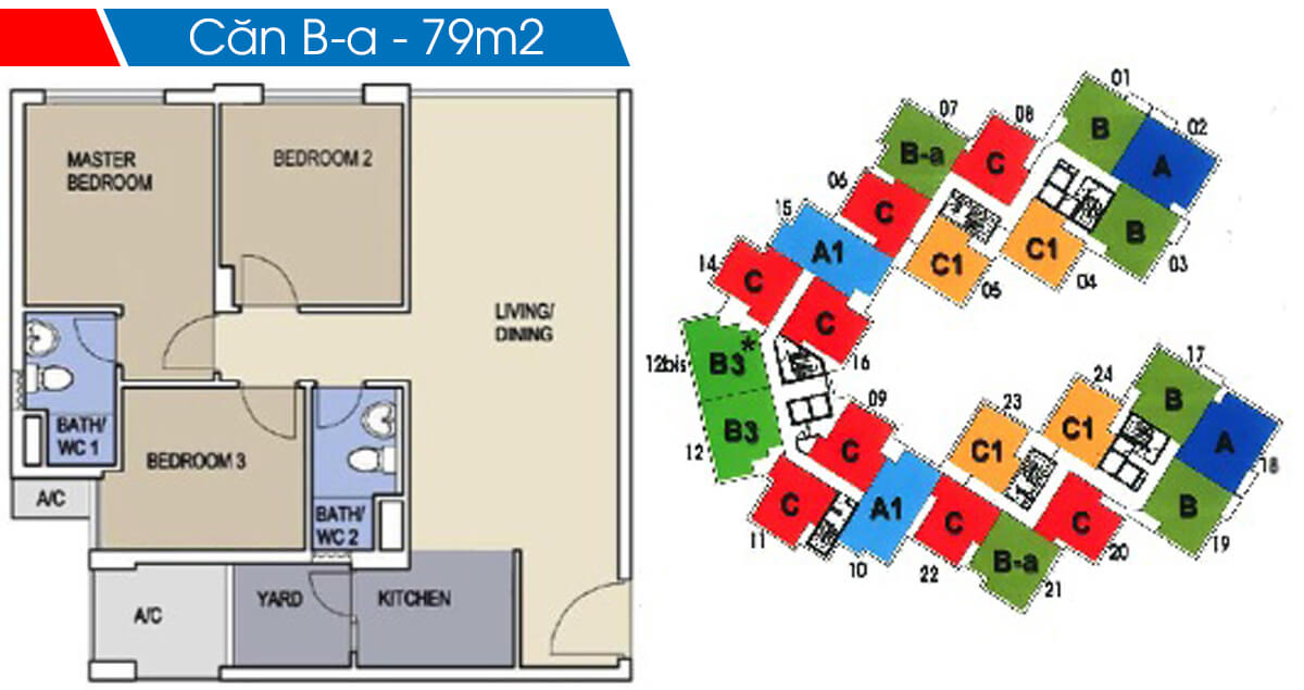 Mặt bằng chi tiết khu Ruby Precinct Celadon City thiet ke loai b a can 3 phong ngu 79m2 toa b ruby celadon city