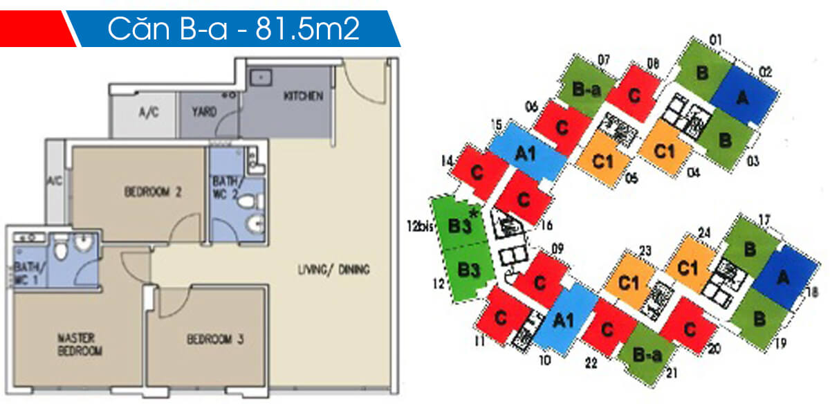 Mặt bằng chi tiết khu Ruby Precinct Celadon City thiet ke loai b a can 3 phong ngu 81m2 toa b ruby celadon city