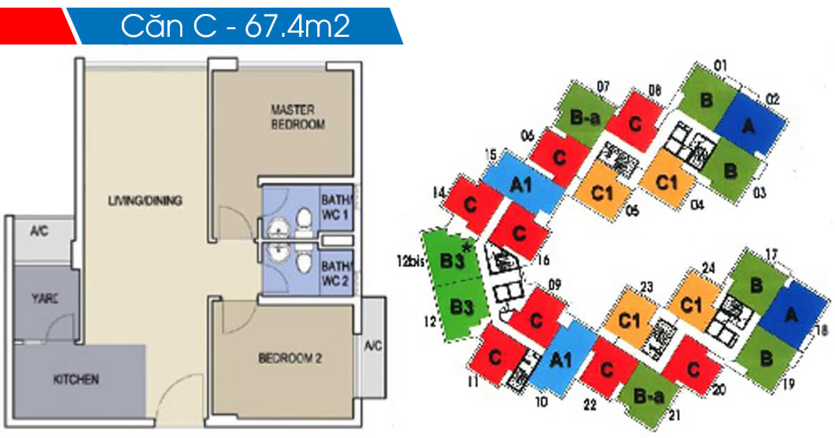 Mặt bằng chi tiết khu Ruby Precinct Celadon City thiet ke loai c can 2 phong ngu 67m2 toa b ruby celadon city