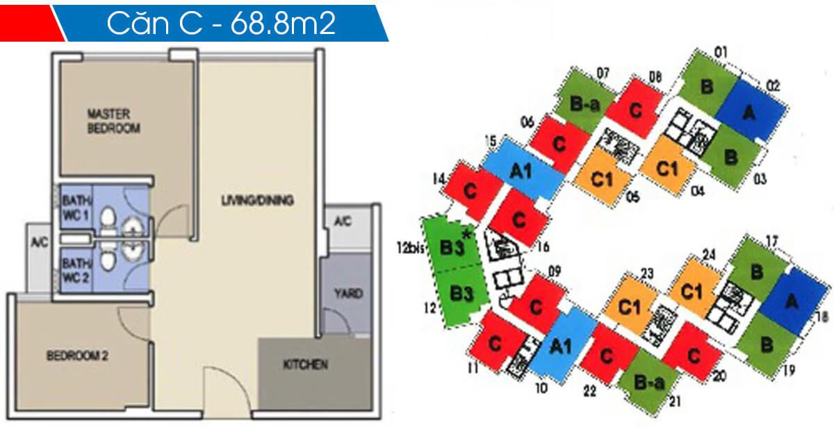 Mặt bằng chi tiết khu Ruby Precinct Celadon City thiet ke loai c can 2 phong ngu 68m2 toa b ruby celadon city
